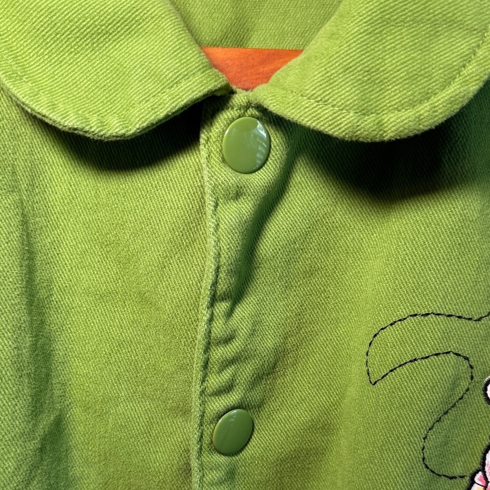 Disney Winnie The Pooh RARE Green Denim Jean Jacket Women's XL - Picture 6 of 10